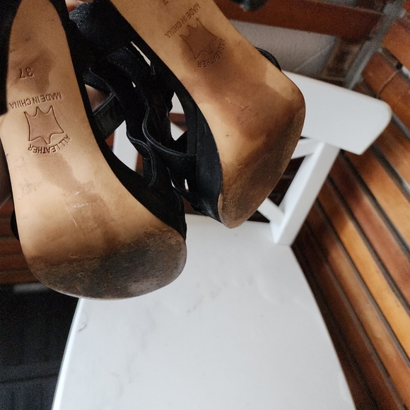 COUNTRY ROAD shoes suede Black strappy heels size 7 - Picture 8 of 10